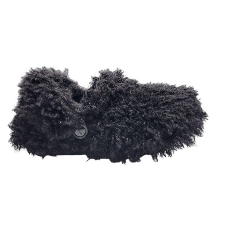 Crocs Classic Shaggy Fur Lined Clogs Womens 7 Black Slip On Shoes Mens 5 NEW
